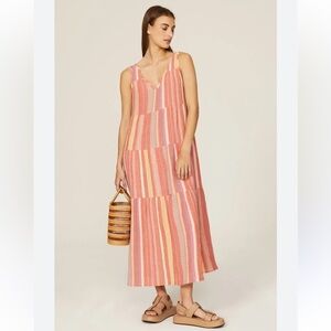 Marine Layer Maxi Dress in Coral and Cream